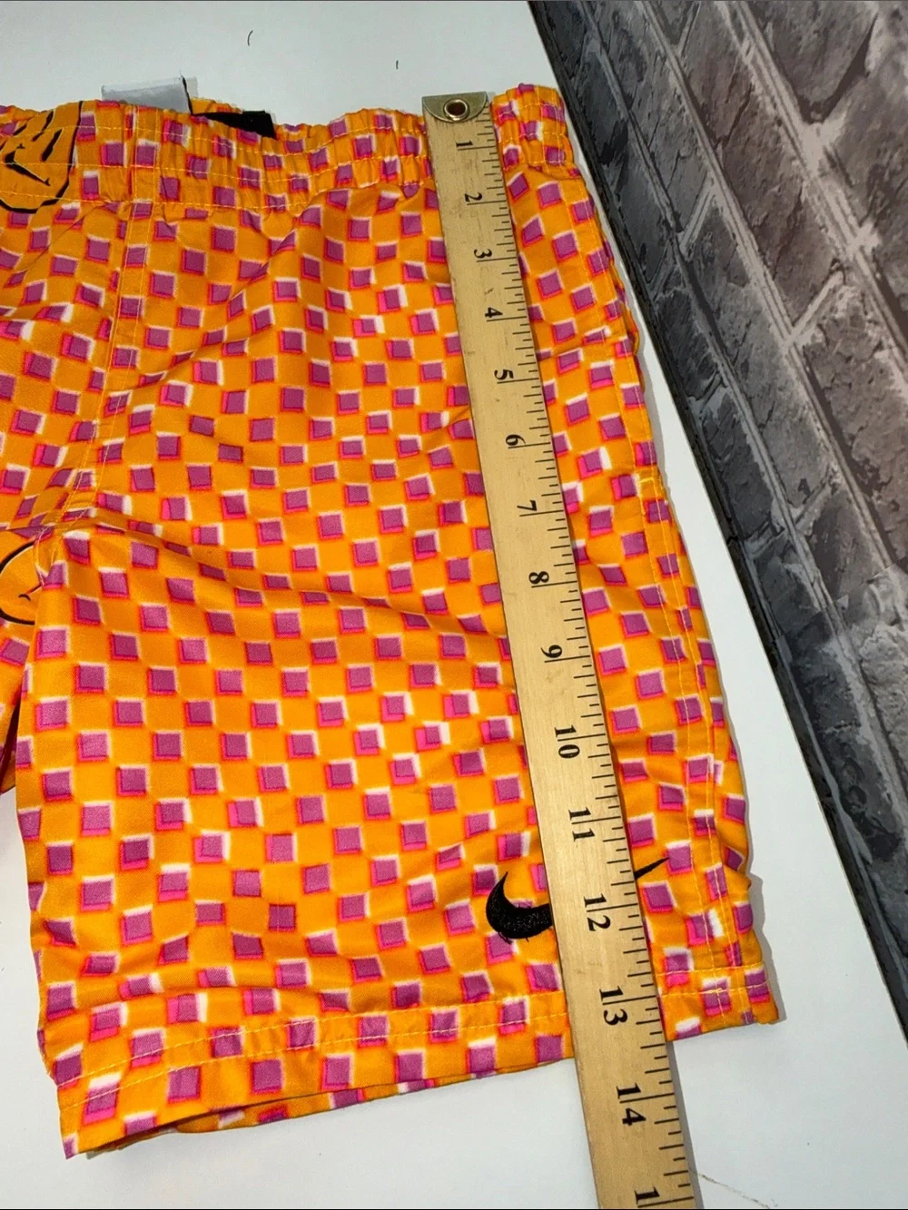 Nike Orange and Pink Smiley Checker‎ Swim Shorts